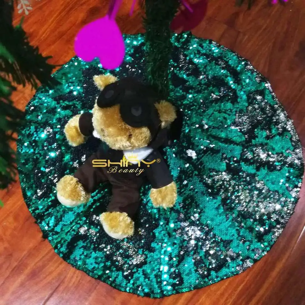 1 шт. яркие юбки с зеленой и серебряной елкой блестками на Рождество для дома