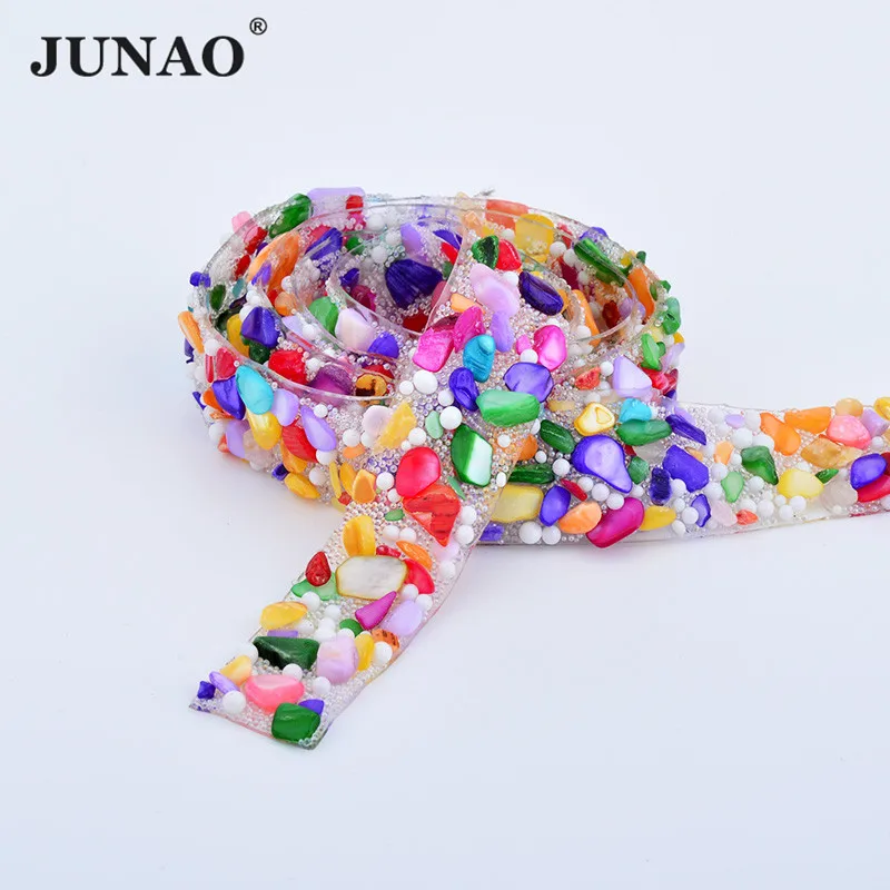 JUNAO 5Yard * 15 мм разноцветные стразы горячей фиксации лента с камнями отделка