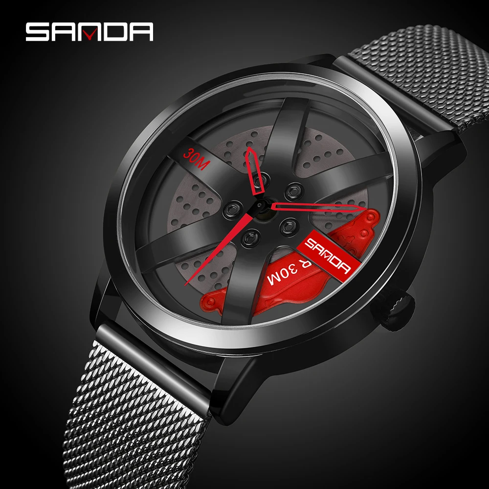 SANDA Luxury Men's Fashion Casual Wheel Series Dial Watch Top-Brand Military Quartz Waterproof WristWatch Relogio Masculino 1061