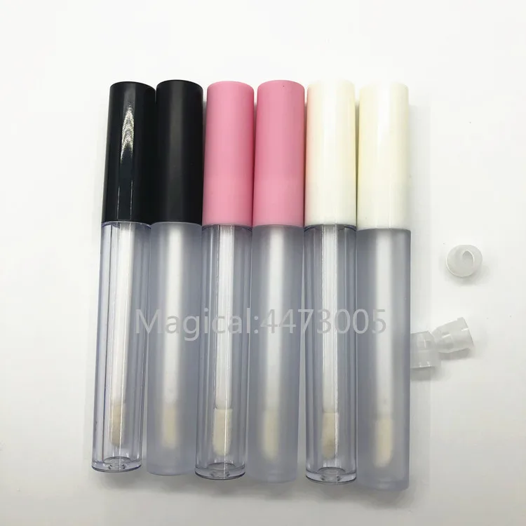 

2.5ml Plastic Frosted Lip Gloss Tube Empty Lip Balm Container With White/Pink Lid,Round Lipgloss Refillable Bottles Makeup Tools