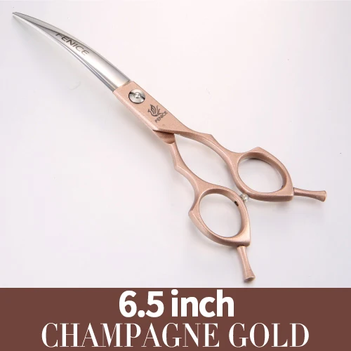 Fenice 6,5/7,0 inch с обратным изогнутым лезвием, ножницы для стрижки собак, ножницы для Уход за лошадьми ножницы для домашних животных Уход за лошадьми ножницы для собак Ножницы продукта - Цвет: 6.5 champagne