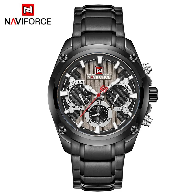 NAVIFORCE мужские наручные часы модные спортивные мужские часы лучший бренд класса люкс военные армейские деловые кварцевые мужские часы из нержавеющей стали 9113 - Цвет: NA911304 without box