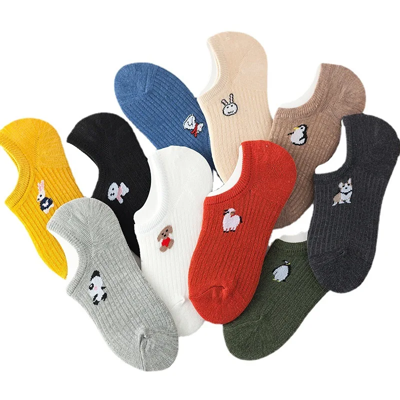 

Летние Новые невидимые носки, женские силиконовые Нескользящие носки с неглубоким горлом, милые Мультяшные носки ins