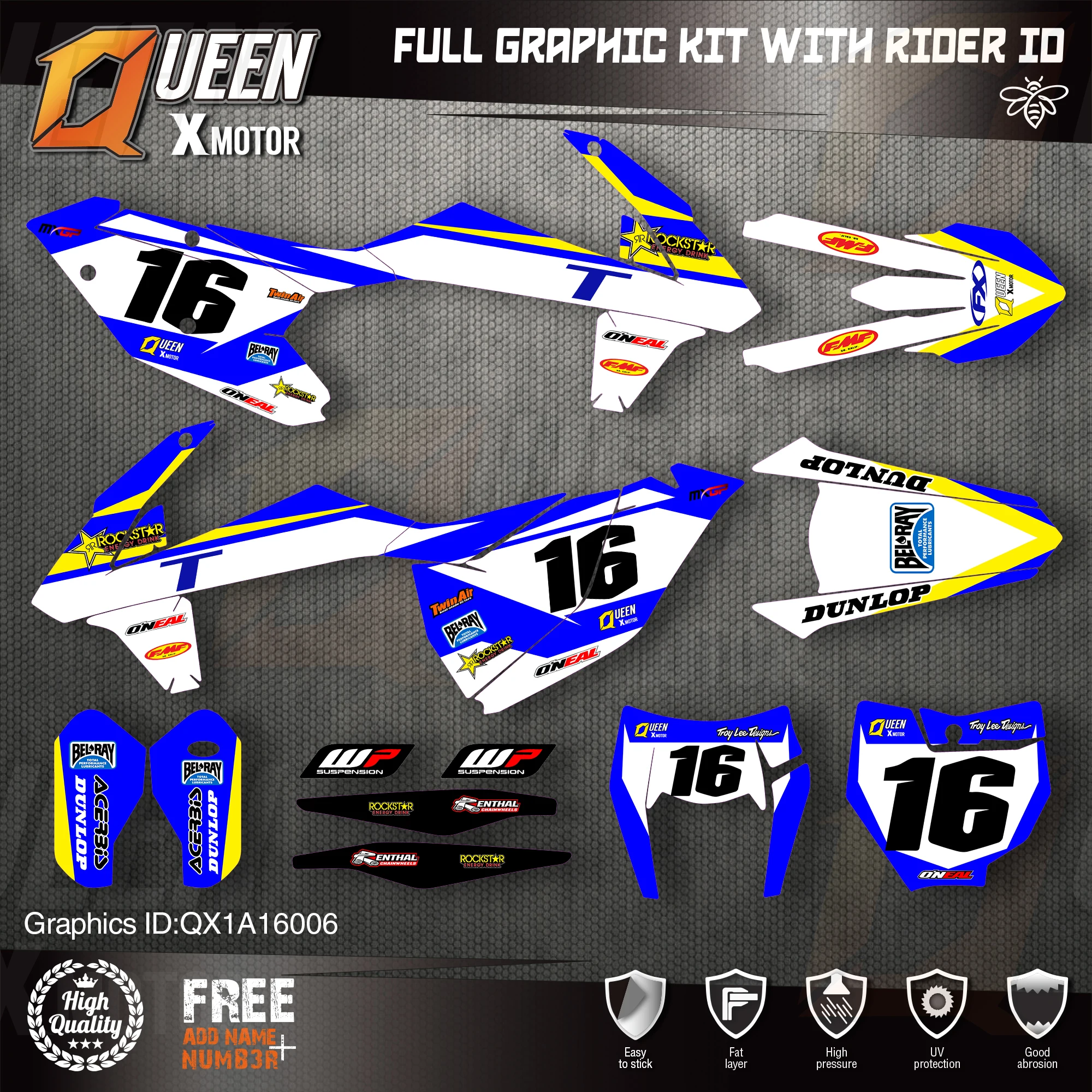 

QUEEN X MOTOR Custom Team графические наклейки, Набор наклеек для KTM 2016 2017 2018 SX SXF , 2017 2018 2019 EXC XC-W 006