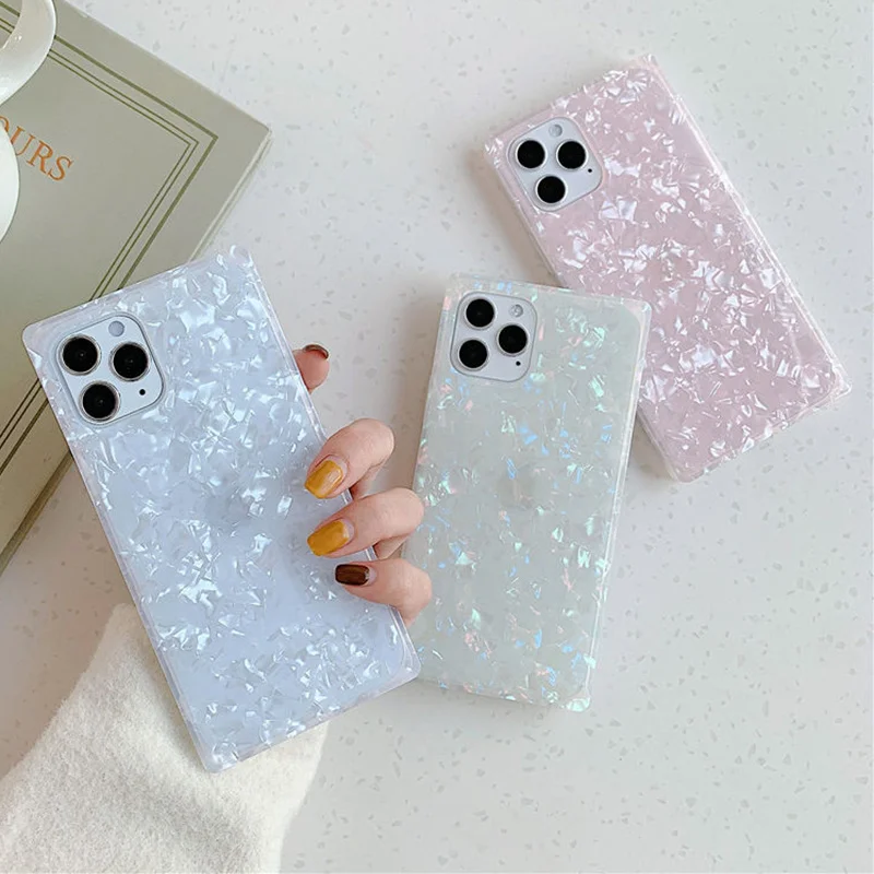 

Funda de teléfono con purpurina brillante para iPhone, carcasa trasera suave IMD cuadrada para modelos 13, 12, 11 Pro Max, XR,