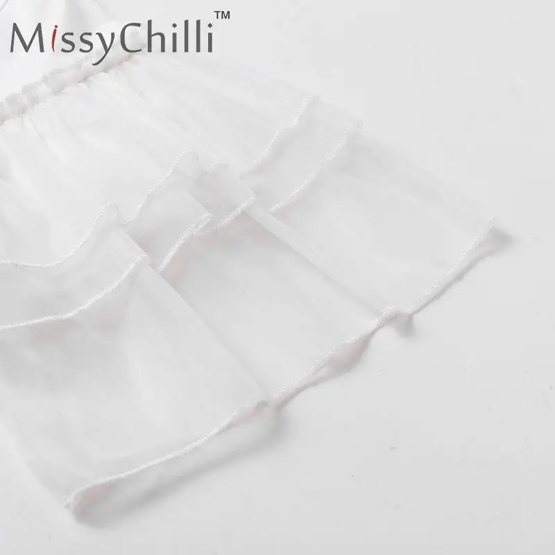 Женская футболка с рюшами MissyChilli Лоскутная офисная принтом губ сетчатые Топы И