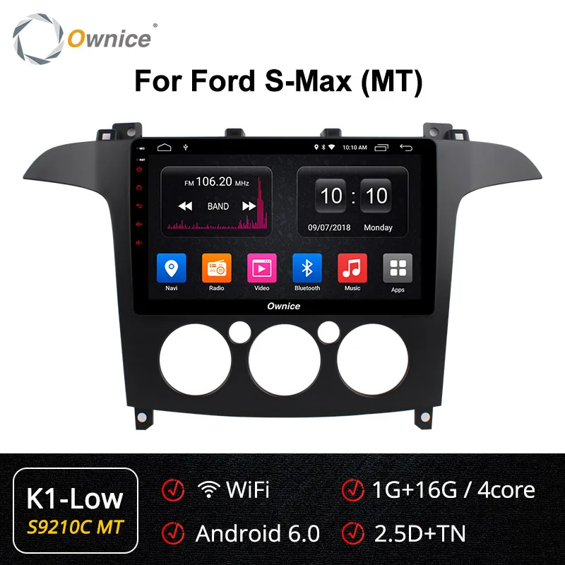 Ownice Android 9,0 DSP 4G LTE SPDIF k3 k5 k6 Автомагнитола для Ford S-Max 2007 2008 Восьмиядерный автомобильный DVD gps Navi плеер 360 панорама - Цвет: S9210-1 K1-Low