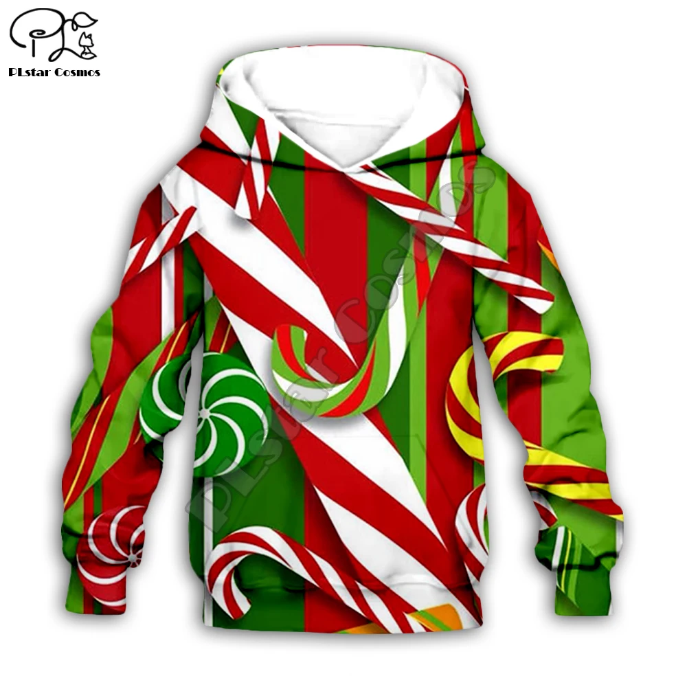 

Kids Merry Christmas candy 3D print cartoon hoodies Santa Claus kawaii long sleeve Sweatshirt zipper boy girl cloth