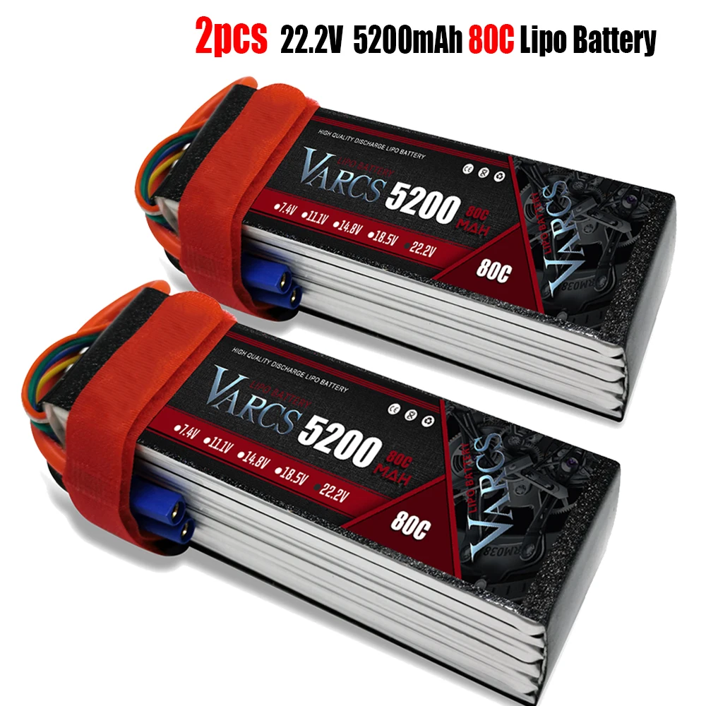 

2PCS VARCS Lipo Batteries 2S 7.4V 11.1V 14.8V 22.2V 5200mAh 80C/160C for RC Car Off-Road Buggy Truck Boats salash Drone Parts