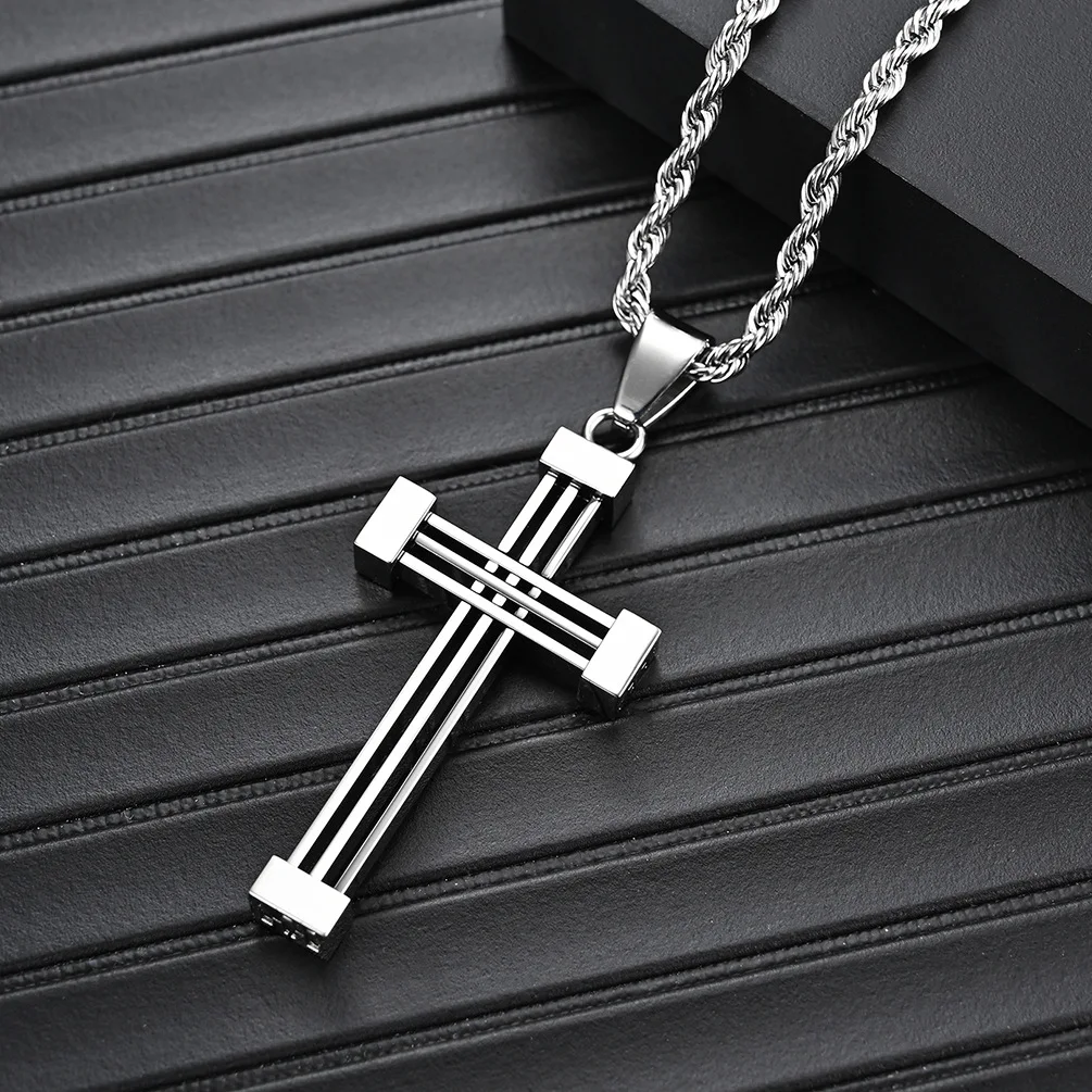 

New Personalized Fashion Port Style Titanium Steel Cross Multi-layer Combination Couple Pendant Necklace For Men