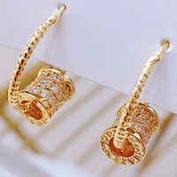 temperament small waist round fashion earrings exquisite shine 14k real gold earrings for women luxury wedding accessories gift