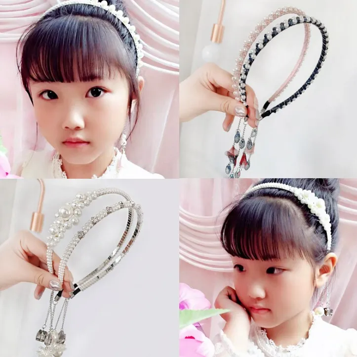 

Ободок для волос с жемчужинами и цветами, милый ободок с кисточками, аксессуар для волос для девочек-подростков
