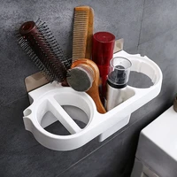 wall mounted hair dryer holder multifunction shower organizer bathroom shelf plastic storage rack straightener storage