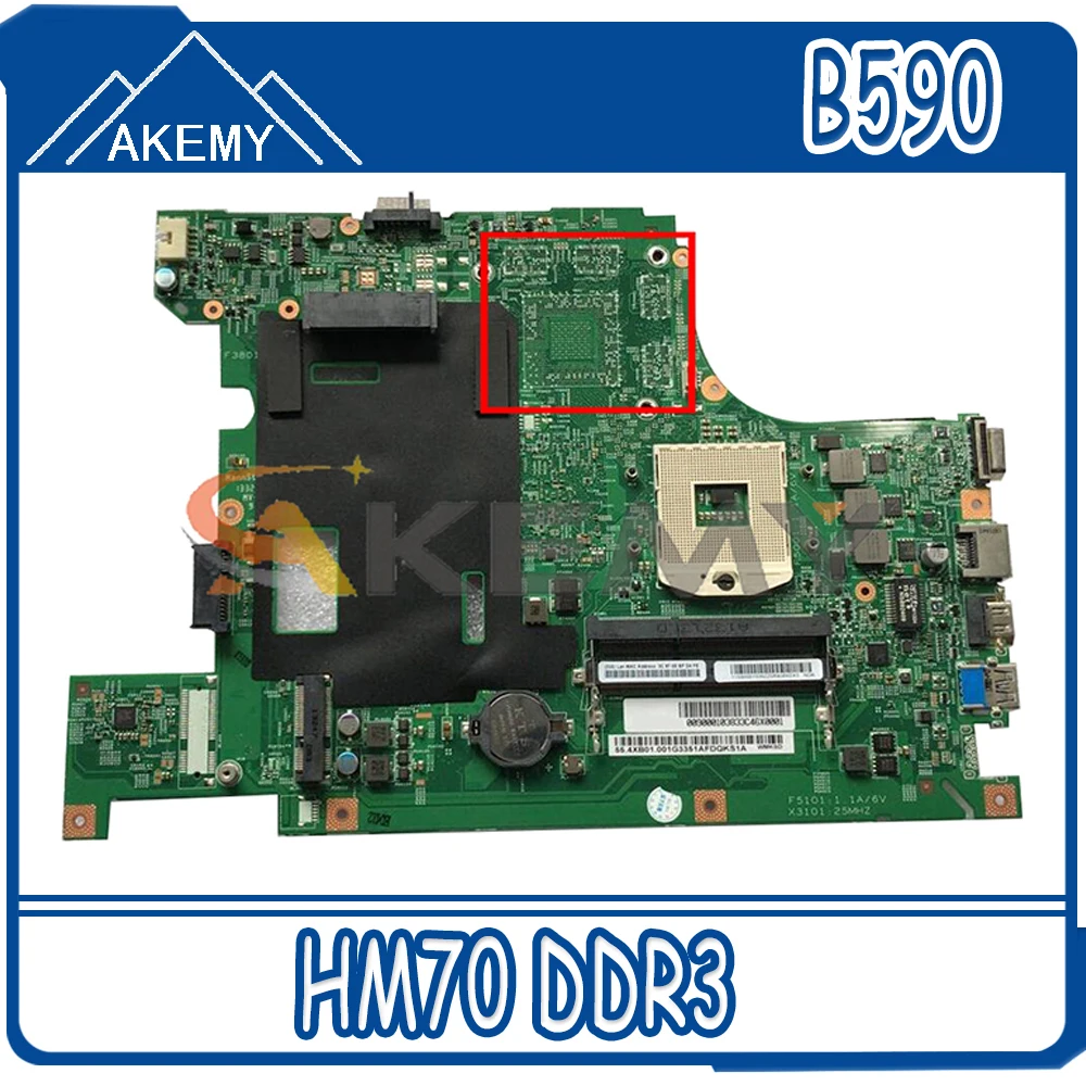 

Материнская плата Akemy для ноутбука 48 4XB01.011, подходит для Lenovo B590 B580 V580C, PGA989 HM70 DDR3 100%, протестированная работа