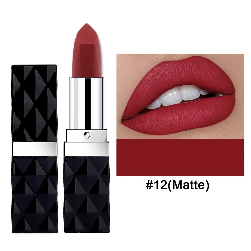 New Matte Velvet Lipstick HANDAIYAN Waterproof Lip Stick Glitter 12 Colors Pearl Pigments Lipgloss Makeup Sexy Red Brown |