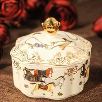 European Vintage Ceramic Jewelry Ring Box Small Ring Earrings Storage Box Palace style