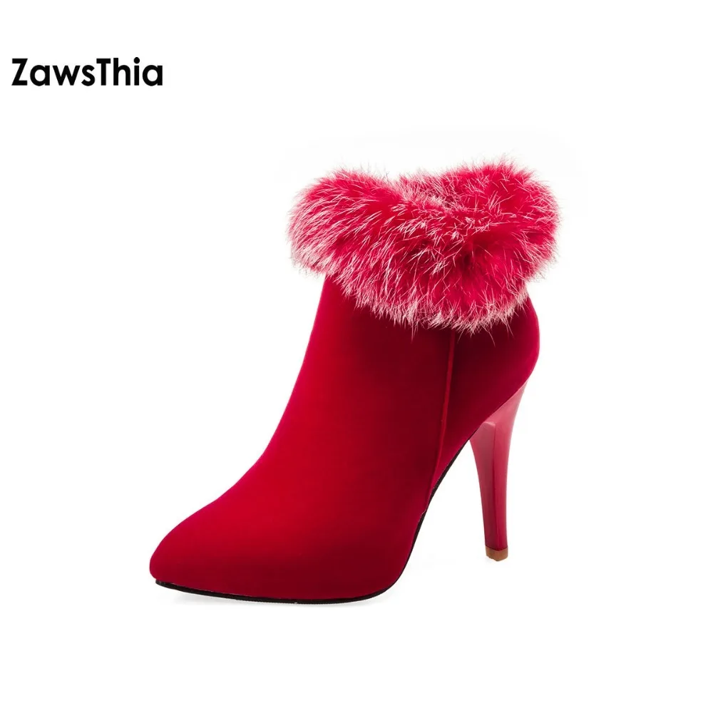 Пикантные женские ботинки ZawsThia Зимние ботильоны на высоком каблуке осенние