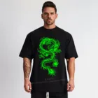 Мужская футболка с зеленым драконом, черная футболка, топы оверсайз для высоких мужчин, тренировочные уличные костюмы с коротким рукавом, 2022