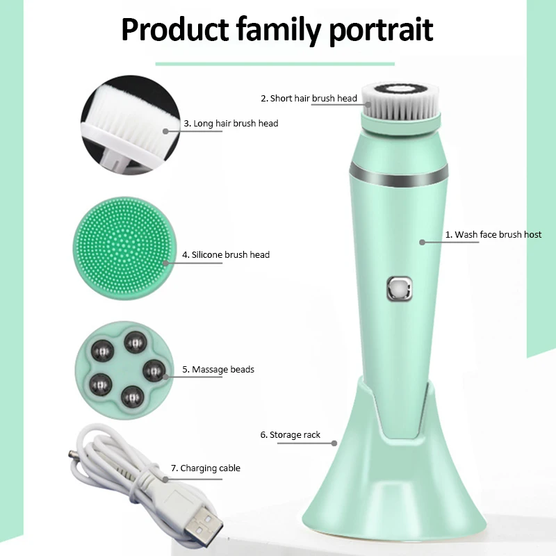 Электрический Водонепроницаемый лица стирка моющим средством для кистей с 4