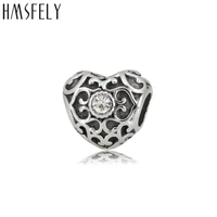 hmsfely european crystal charm gold beads for diy bracelet jewelry making accessories bead 316l stainless steel heart shape bead