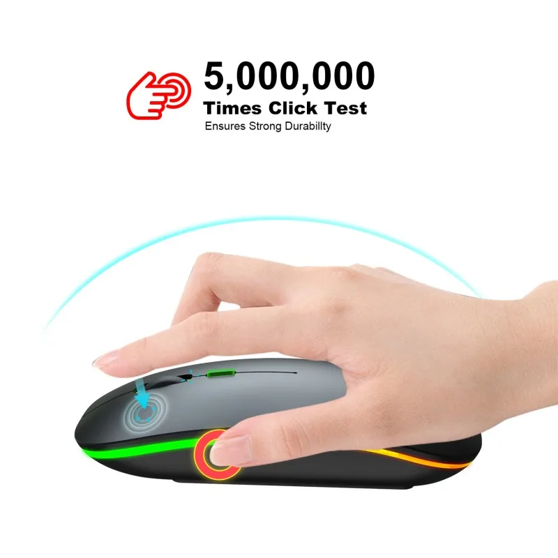 

T18 Dual Mode Rechargeable Wireless Mouse 2.4G + Bluetooth 5.1 Mouse Silent Light Emitting Office Game Mute Mice