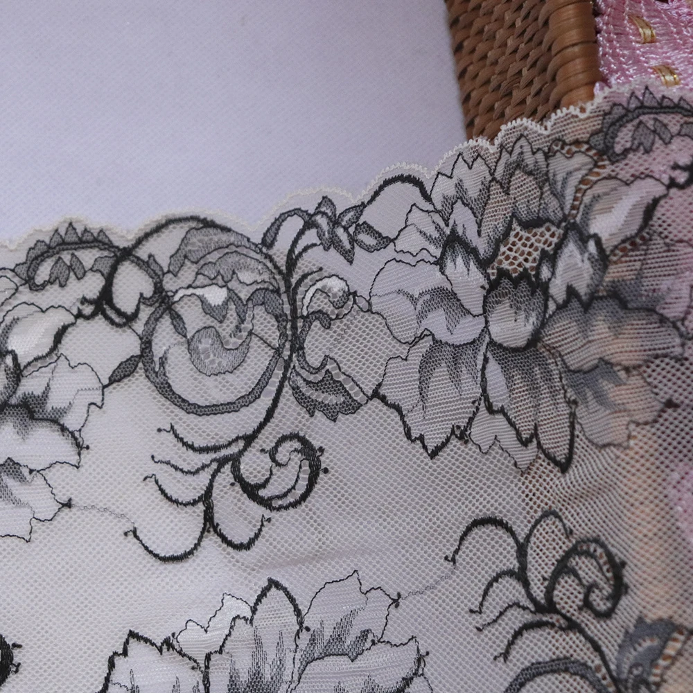 3 ярдов 18 5 см Широкий Цветочный эластичный кружевной отделкой черный серый для