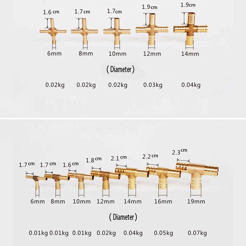 Латунный фитинг для труб с зазубринами 2 3 4-ходовой соединитель 4 мм 5 6 8 10 12 16 19