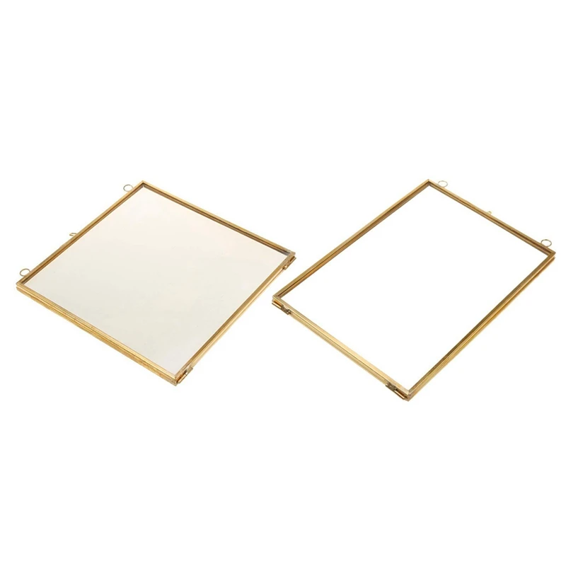 2 Pcs Glass Brass Photo Frame Vintage Hanging Metal + And Side Gold Transparent 12.7 X 17.8 Cm & 1 | Электроника
