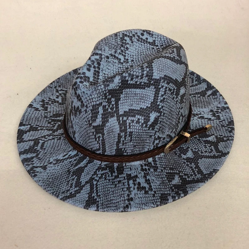 

LVTZJ Winter Autumn Snake skin Imitation Woolen Women Men Ladies Fedoras Top Jazz Hat European American Round Caps Bowler Hats