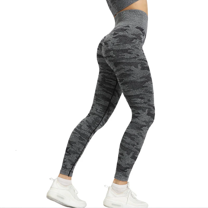 056-Pants-GRA Камуфляжный бесшовный комплект для йоги, женские штаны для йоги, бюстгальтер, спортивная одежда, одежда для фитнеса, гимнастики, высокая эластичность, для тренировок, бега, XL, спортивный костюм с акулой - Цвет: 056-Pants-GRA