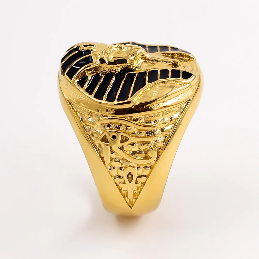 

Wholesale Egypt The Great Sphinx Top Stainless Steel Finger Rings Fashion Jewelry Casting Rings Anniversary Party Gifts For Men