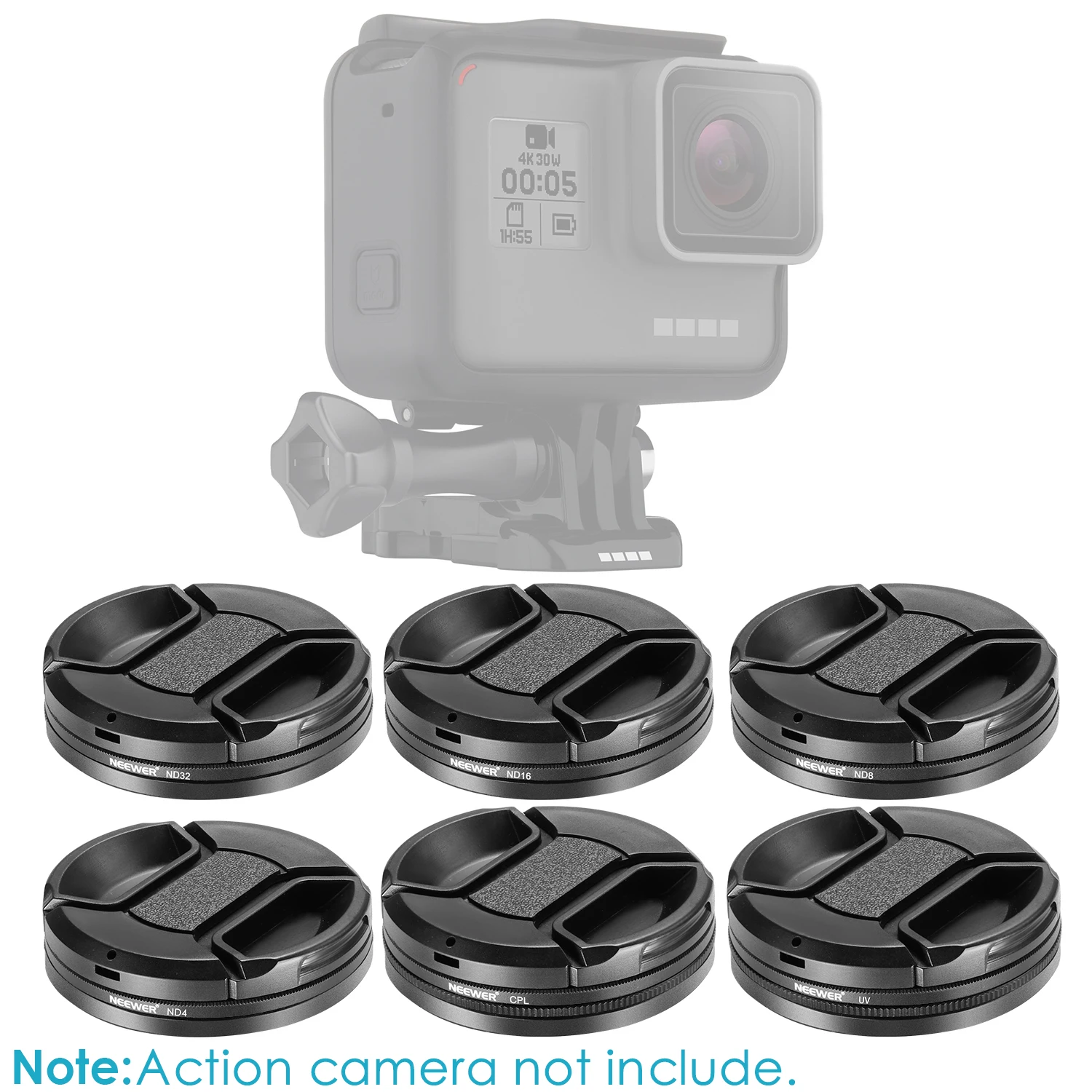 Набор фильтров Neewer для объектива камеры GoPro Hero: фильтр ND4 ND8 ND16 ND32 с УФ-фильтром и CPL