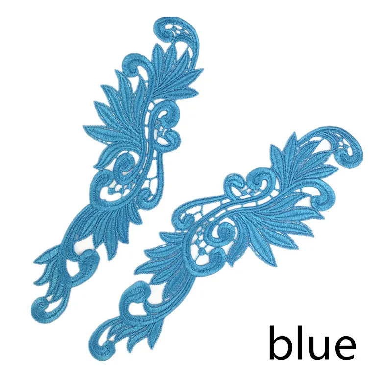 blue Zsbszc 5 пар Флуоресцентный цвет цветок кружево аппликация патч Танго костюмы для латинских танцев балетные костюмы платье Декор шитье ремесла DA004 - Цвет: blue