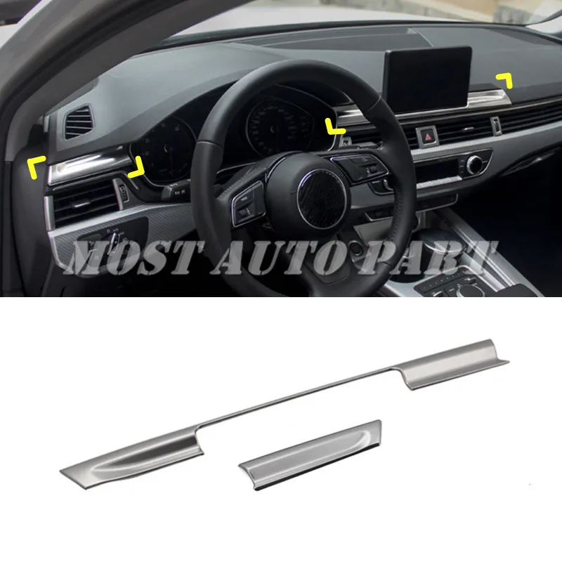 

Stainless Steel Interior Center Console Edge Molding Trim Cover For Audi A4 S4 2016-2021 A5 S5 2017-2021 2pcs Car Decoration
