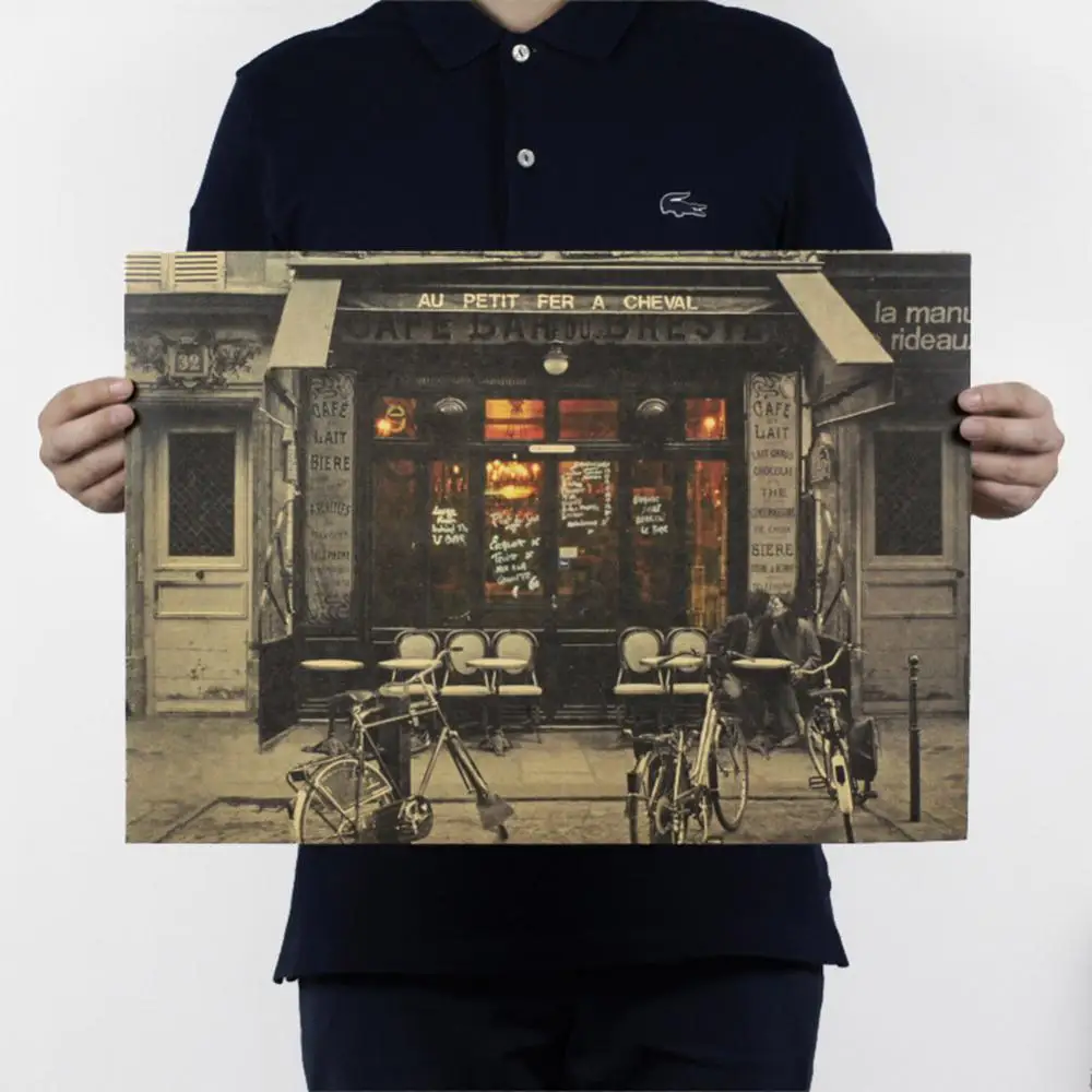 

Vintage Coffee Shop Couple Kraft Paper Poster Bar Restaurant Home Bedroom Wall Decoration Poster