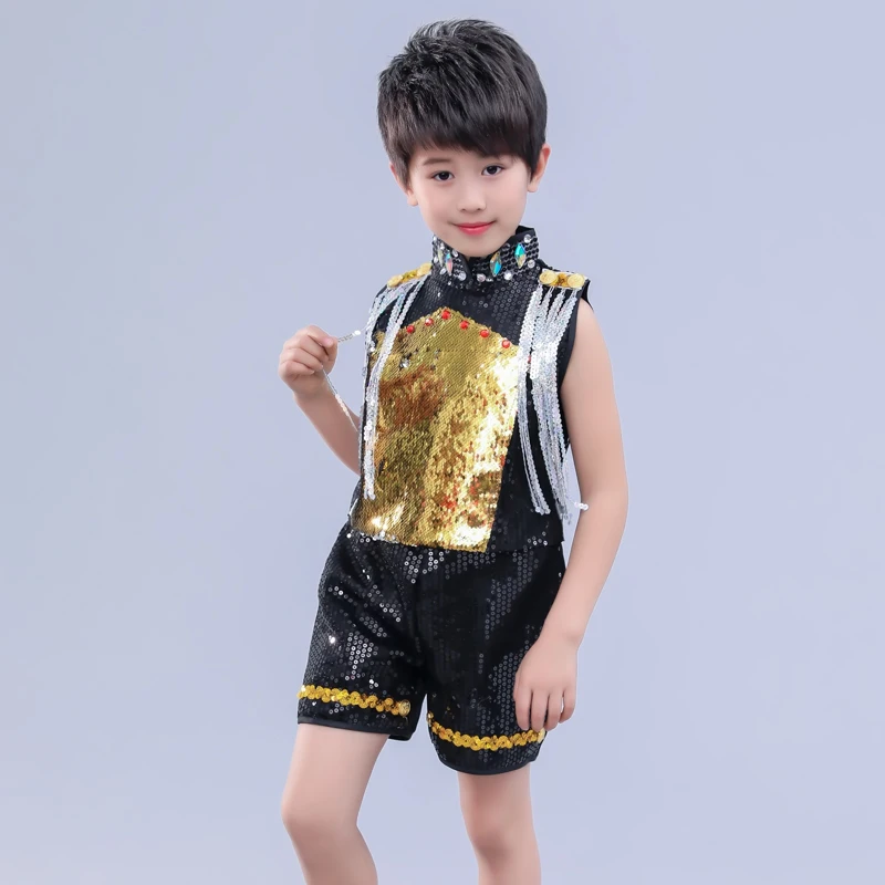 Детские джазовые танцевальные костюмы для мальчиков и девочек с кисточками