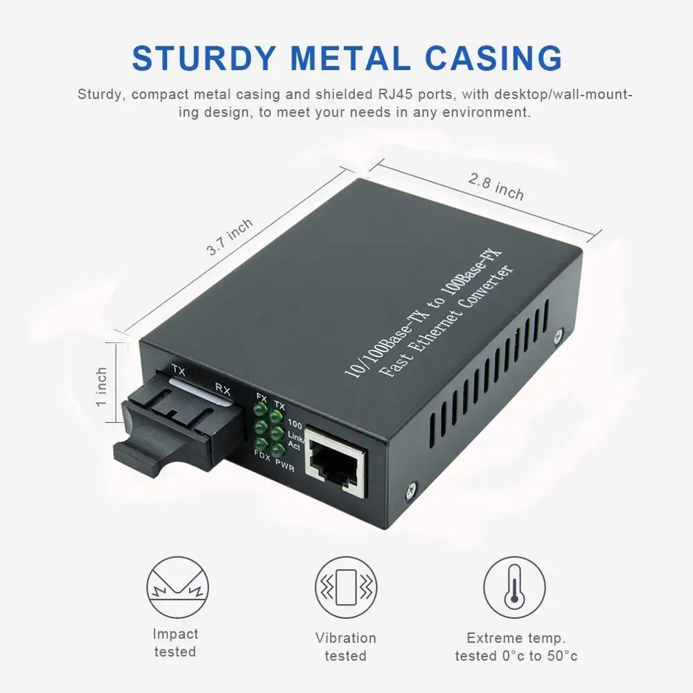 Медиаконвертер Ethernet 100 МБ/с./с мультимодовое волокно SC 10/100Base TX до 100Base FX 2 км|ethernet