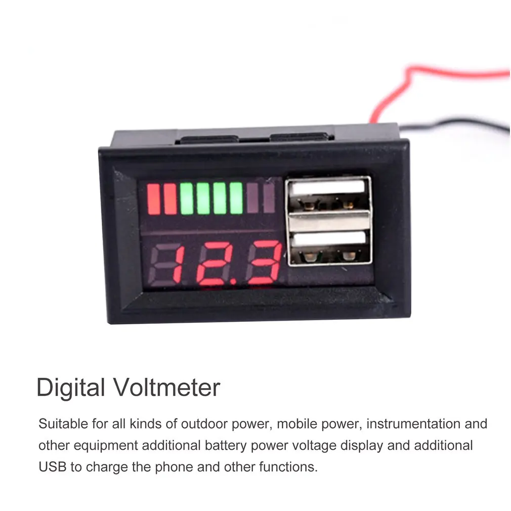 СВЕТОДИОДНЫЙ цифровой дисплей вольтметр Вольт тестер двойной USB 5 В 2A для DC 12 В автомобилей мотоциклов аккумулятор для транспортных средств Емкость