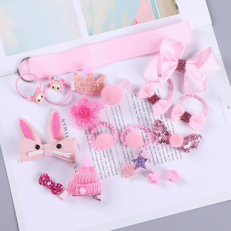 1 комплект = 18 шт. заколки для волос детские тканевые с бантом и цветочным узором