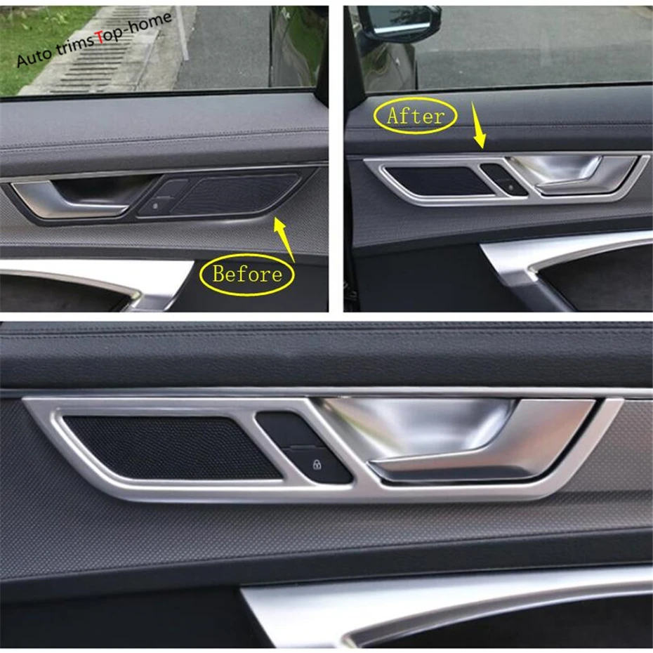 Yimaautotrims внутренняя дверная ручка крышка чаши отделка 4 шт. ABS Подходит для Audi A6 C8 матовый из углеродного волокна вид