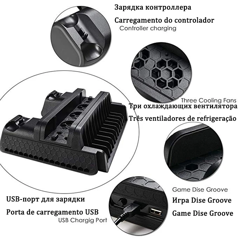 support control for sony play station playstation ps 4 ps4 pro slim stand game console cooling fan cooler accessories controller free global shipping