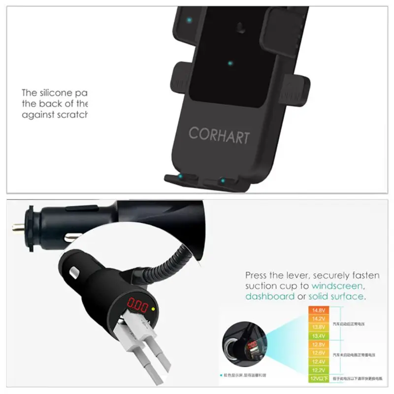 

Intelligent Cigarette Lighter Dual USB Smart Fast Charger Car Wireless Charging Universal Navigation Mobile Phone Bracket Holder