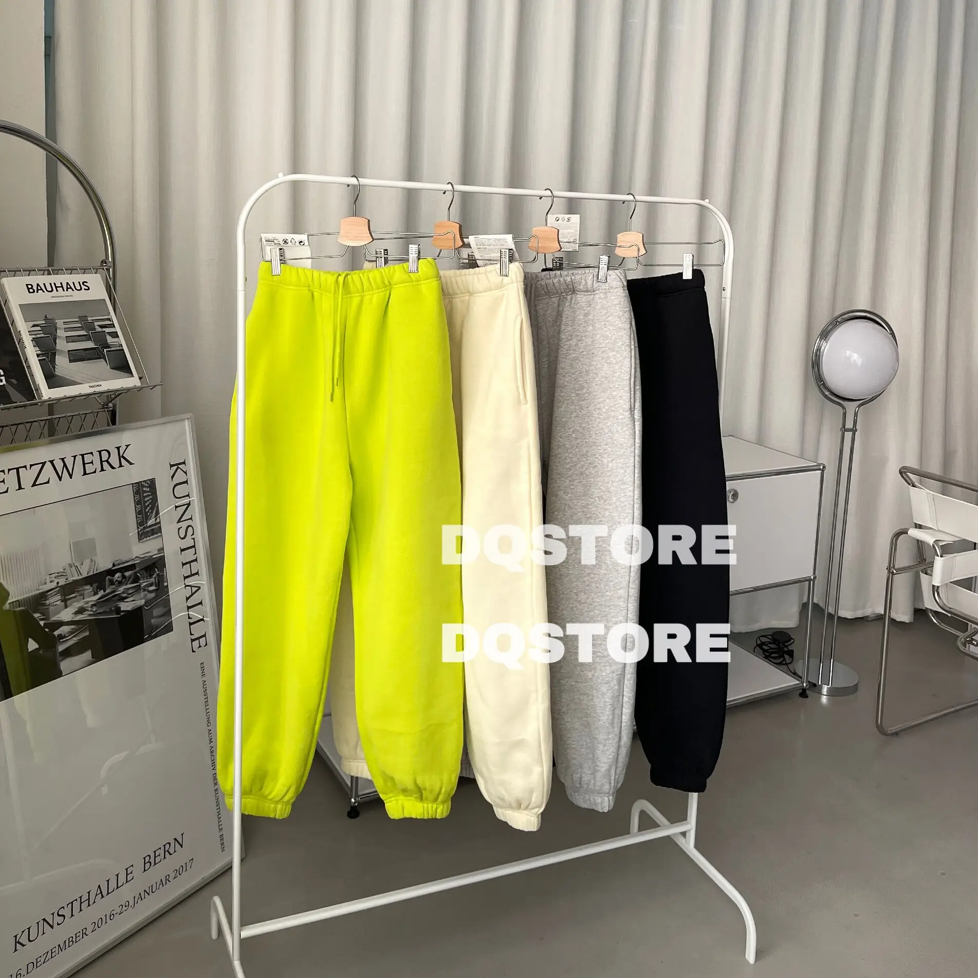 

Warm Fleece Stacked Pants Women Plain Color Winter Sweatpants Spodnie Trousers Jogger Femme n Oversize Hiphop Streetwear