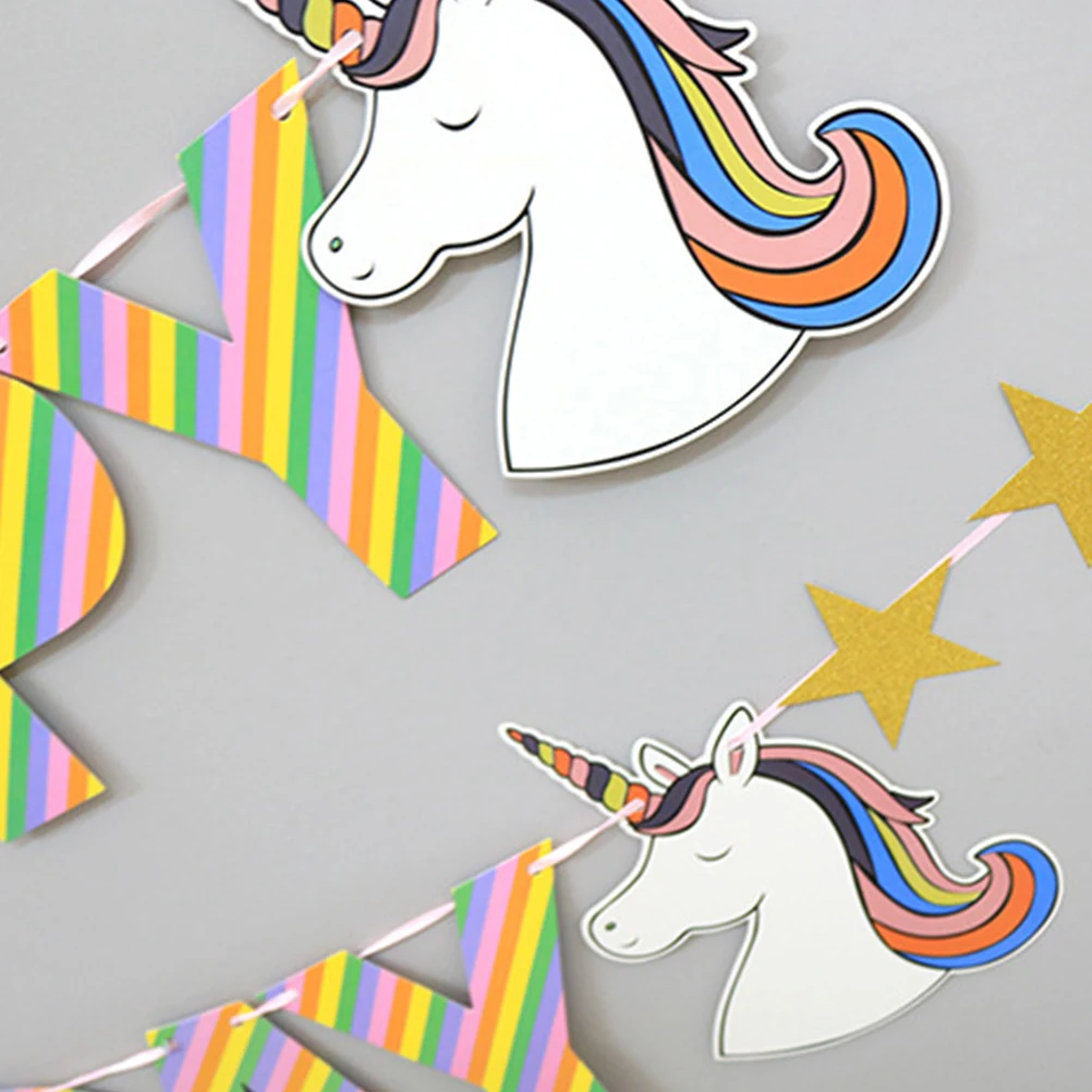 1 шт. вечерние баннеры с единорогом Радужное письмо днем рождения гирлянды
