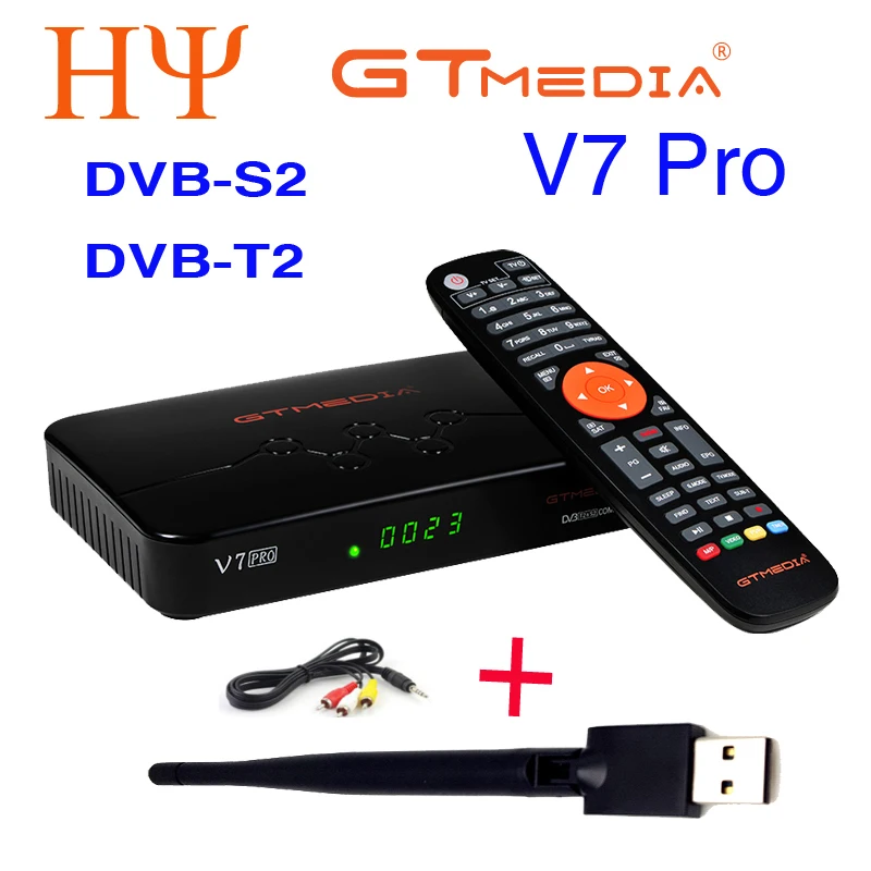 Receptor de Satélite Gtmedia Combo Dvb-s2 Suport H.265 Powervu Biss Chave Ccam Newam Youtube Usb Wifi 1080p hd Completo v7 Pro Dvb-t2