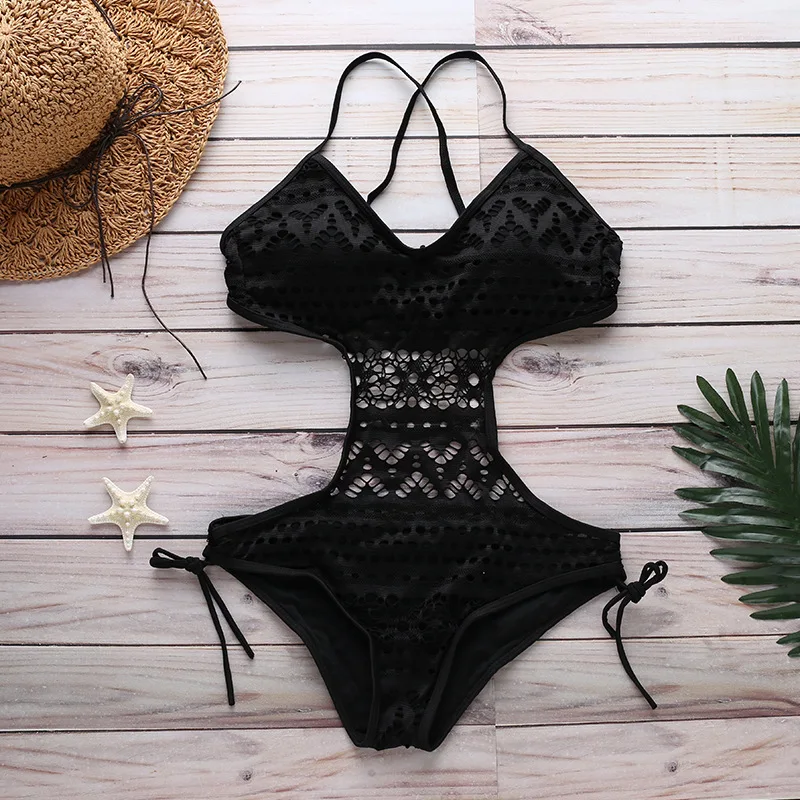 Новый Цельный купальник женский однотонный пуш ап бандажный набор пляжная