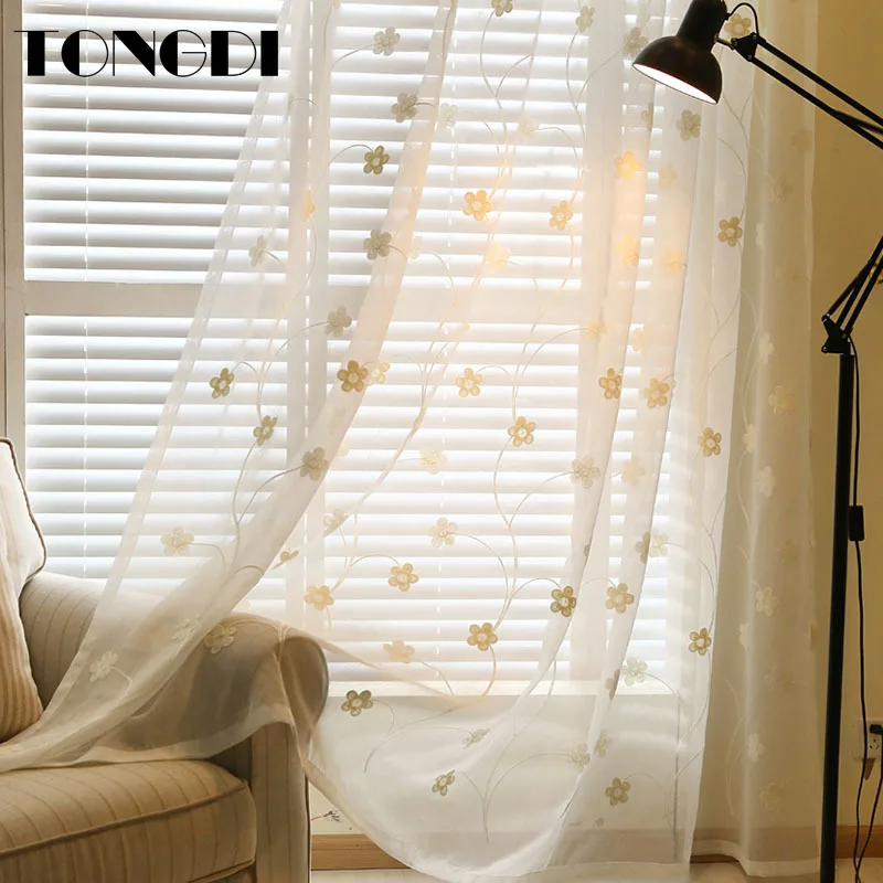 TONGDI/Элегантные Штора для детской комнаты из тюля с цветочным принтом в