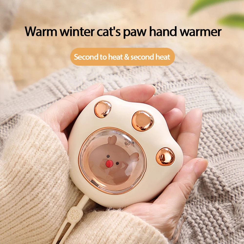

Mini Hand Warmer Cat Paw Cute Winter Heat Portable Quick Heating 4 Styles USB Rechargeable Pocket Hand Warmer Valentines's Gift