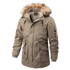 Зимняя Мужская парка длинная деловая Повседневная теплая Толстая куртка с меховым воротником парки Мужская Роскошная верхняя одежда с большими карманами ветрозащитное пальто для мужчин