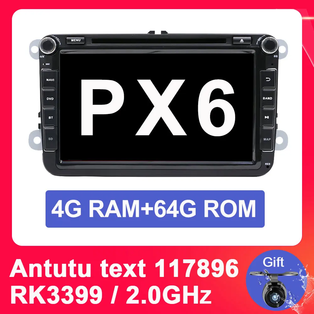 4G 64G Android 9.0 Eunavi 2 Din 4G 64G Android 9,0 Автомобильный мультимедийный радио плеер для Volkswagen VW GOLF 5 6 Polo Bora JETTA B6 PASSAT Tiguan DVD gps - Цвет: 4G 64G Android 9.0
